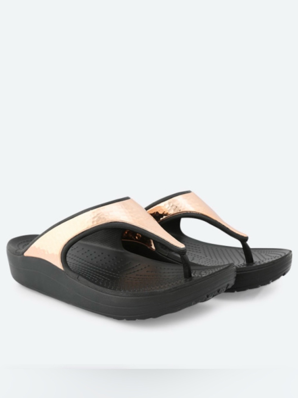 Crocs Sloane Platform Flip flops sandals Womens size 8 hammered copper bronze